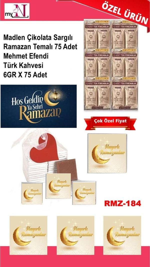 Flurose Madlen Çikolata Sargılı Ramazan Temalı 75 Adet - Mehmet Efendi Türk Kahvesi 6Gr X 75 Adet - Image 1