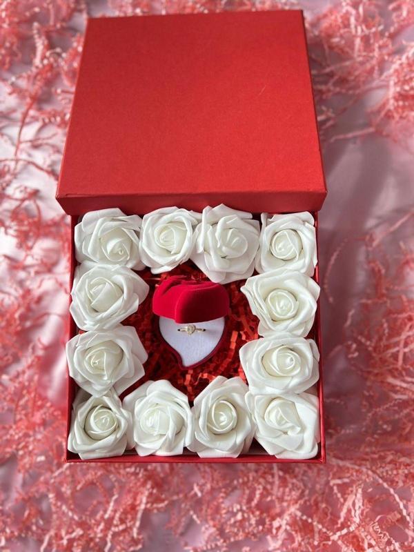 Nilythings Ciddi İlişkim Var Yüzüklü (Kalp Taşlı Baget Yüzük) Sevgiliye Hediye Kutu Seti - Image 1