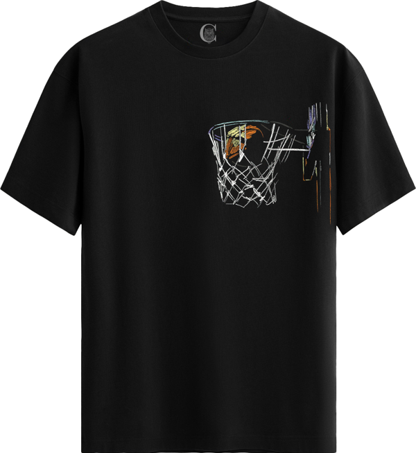 Basketball Sketch %100 Pamuklu Kadın Siyah Tişört - Premium Quality - Image 1