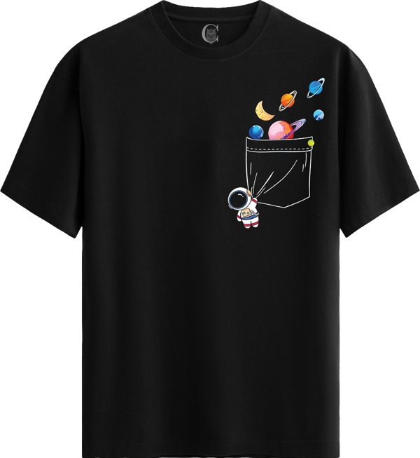 Cosmic Pocket %100 Pamuklu Erkek Siyah Tişört - Premium Quality - Image 1