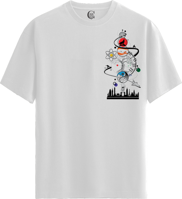 Cosmic Tree - %100 Pamuklu Erkek Beyaz Tişört - Premium Quality - Image 1