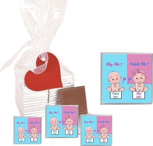 Flurose Madlen Çikolata Kız Mı Erkek Mi Marka 15 Adet Jelatin Poşetli Kalpli Etiketli - Image 1