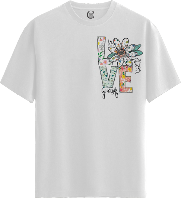 Floral Love - %100 Pamuklu Kadın Beyaz Tişört - Premium Quality - Image 1
