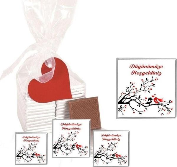 Agrand Madlen Çikolata Sargılı Düğünümüze Hoşgeldiniz Marka 70 Adet Jelatin Poşetli Kalpli Etiketli - Image 1