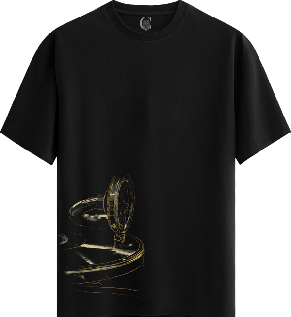 Gilded Melodies %100 Pamuklu Erkek Siyah Tişört - Premium Quality - Image 1