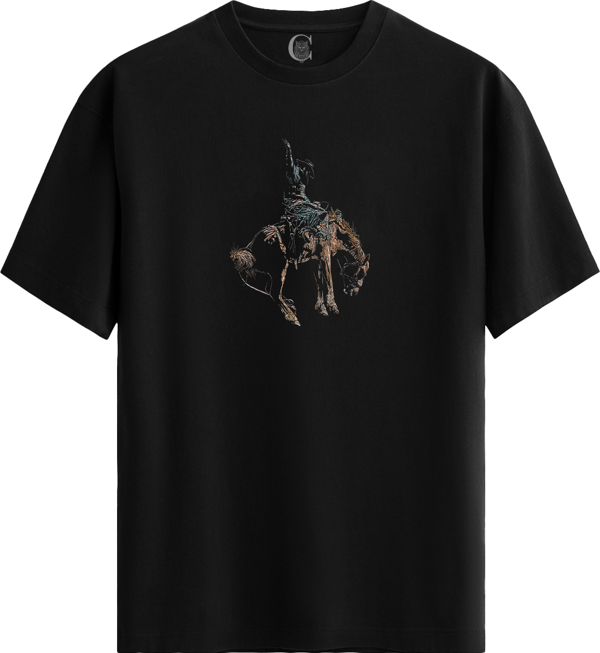 Rodeo Rider - %100 Pamuklu Erkek Siyah Tişört - Premium Quality - Image 1