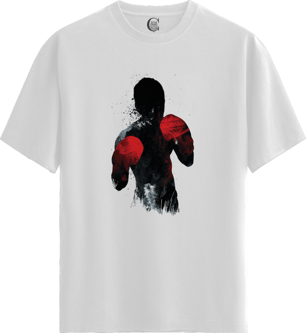 Shadow Boxer - %100 Pamuklu Erkek Beyaz Tişört - Premium Quality - Image 1