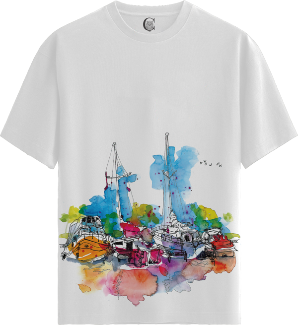 Harbor Dream - %100 Pamuklu Erkek Beyaz Tişört - Premium Quality - Image 1