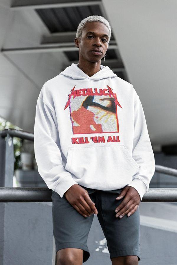 Metallica Kill 'Em All Yazılı Unisex Oversize Rock Metal Grubu Hoodie - Image 1