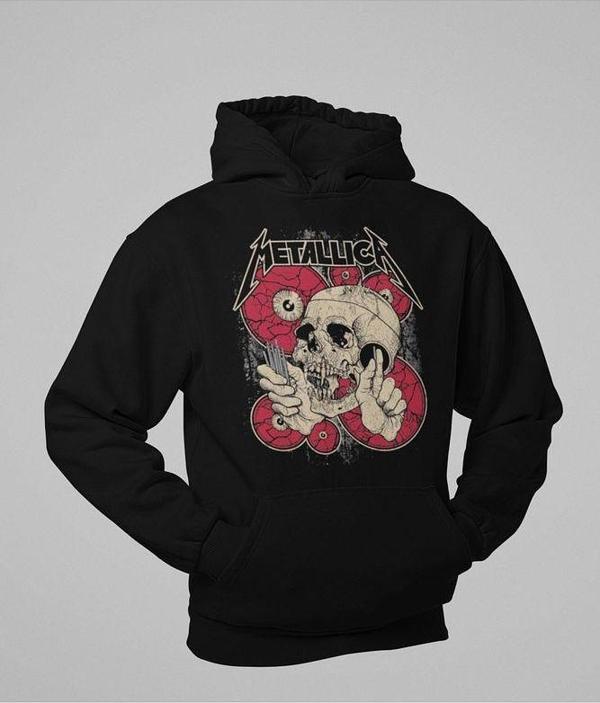 Metallica Müzik Grubu Baskılı Unisex Oversize Rock Metal Hoodie - Image 1