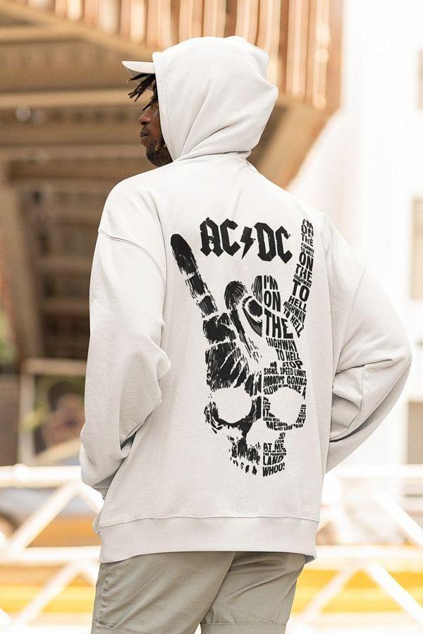 Rock Metal Müzik Grubu Baskılı Unisex Oversize AC DC Hoodie - Image 1