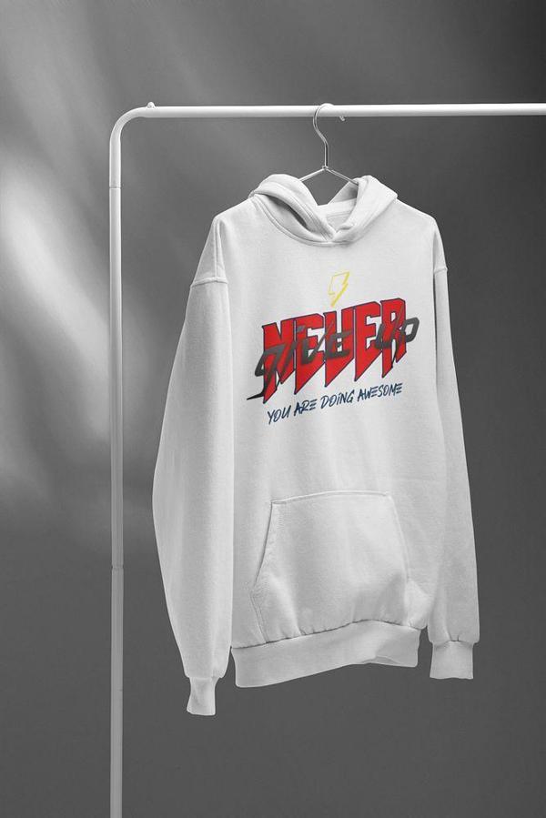Never Give Up Yazılı Unisex Oversize Hoodie - Image 1