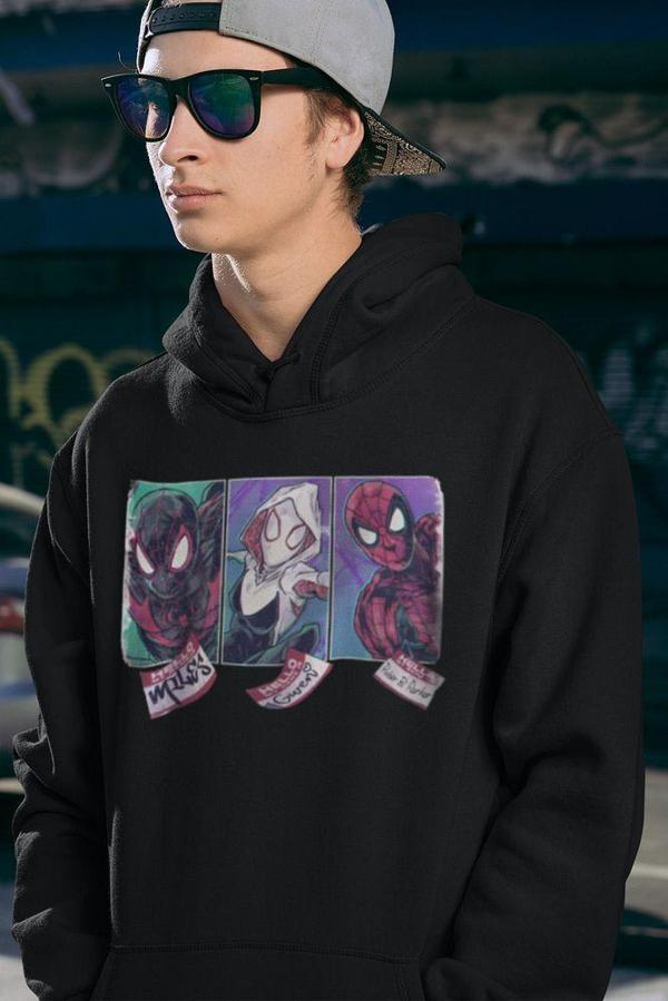 Örümcek Adam Karakterler Baskılı Unisex Oversize Hoodie - Image 1
