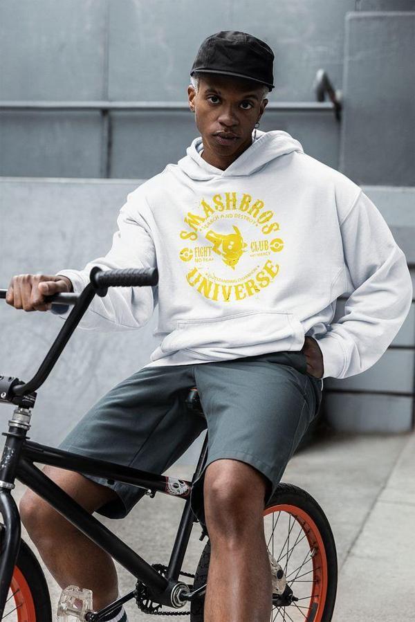 Smashbros Universe Pokemon Baskılı Unisex Oversize Pikaçu Hoodie - Image 1