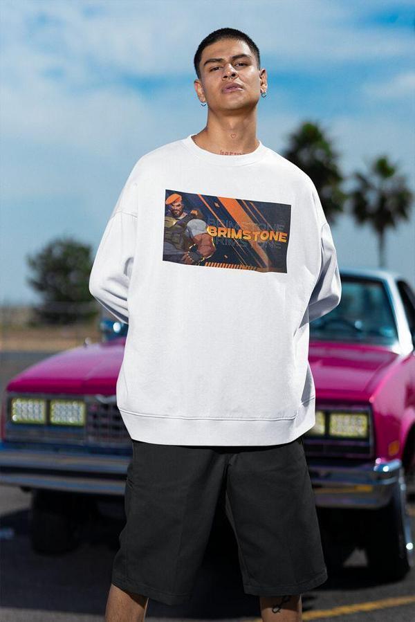 Brimstone Smoke Karakter Baskılı Unisex Oversize Vvalorant Sweatshirt - Image 1