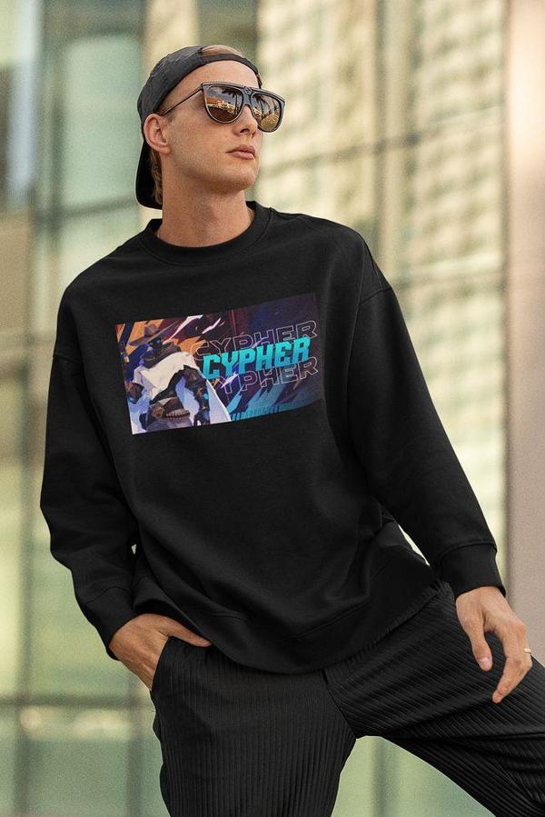 Cypher Baskılı Unisex Oversize Vaalorant Sweatshirt - Image 1