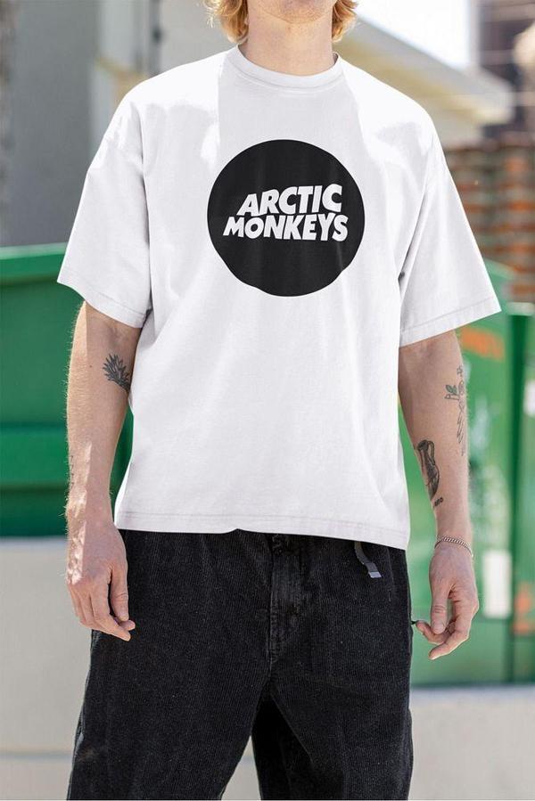 Arctic Monkeys Logo Baskılı Unisex Tişört, Oversize Müzik Grubu Tişört - Image 1