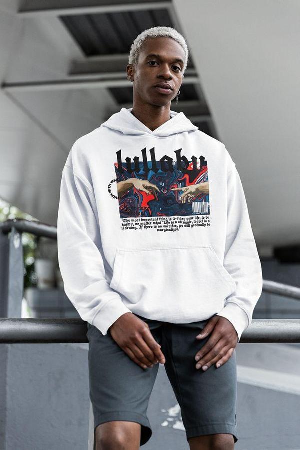 Lullaby Tasarım Baskılı Unisex Oversize Hoodie - Image 1