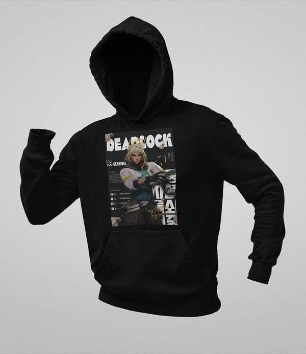 Deadlock Valorant Karakter Baskılı Unisex Oversize Hoodie - Image 1