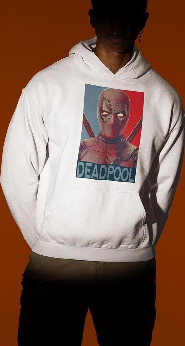 Film Karakteri Deadpool Baskılı Unisex Oversize Marvel Hoodie - Image 1
