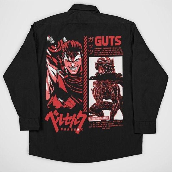 Berserk Guts Baskılı Unisex Anime Cepli Gömlek - Image 1