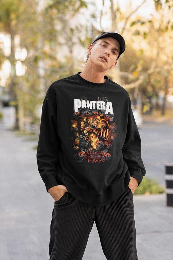 Pantera Vulgar Display Of Power Baskılı Unisex Oversize Müzik Grubu Sweatshirt - Image 1