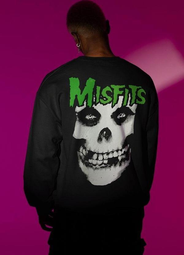 Misfits Baskılı Unisex Oversize Müzik Grubu Sweatshirt - Image 1