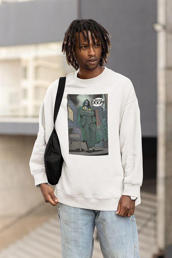 Doctor Doom Baskılı Unisex Oversize Marvel Sweatshirt - Image 1