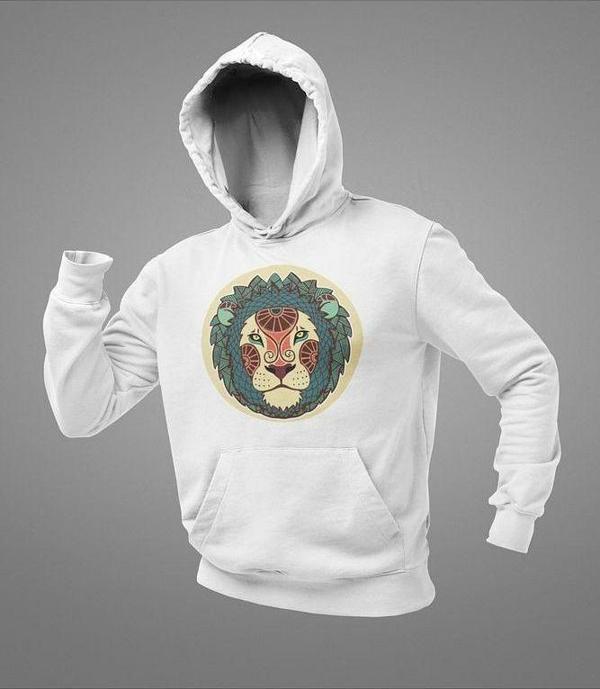 Özel Tasarım Aslan Baskılı Unisex Oversize Hoodie - Image 1