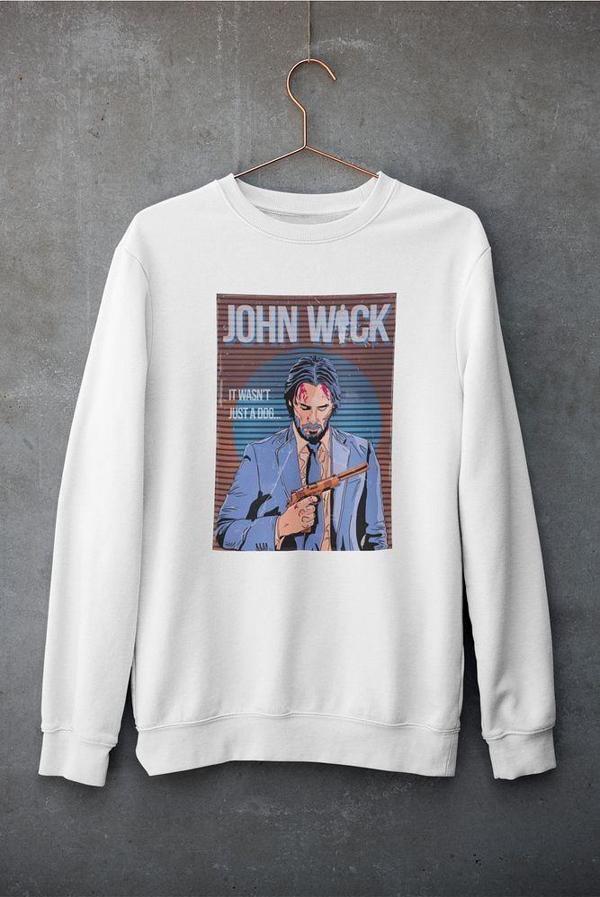 John Wick Baskılı Unisex Oversize It Wasnt Just A Dog Yazılı Sweatshirt - Image 1