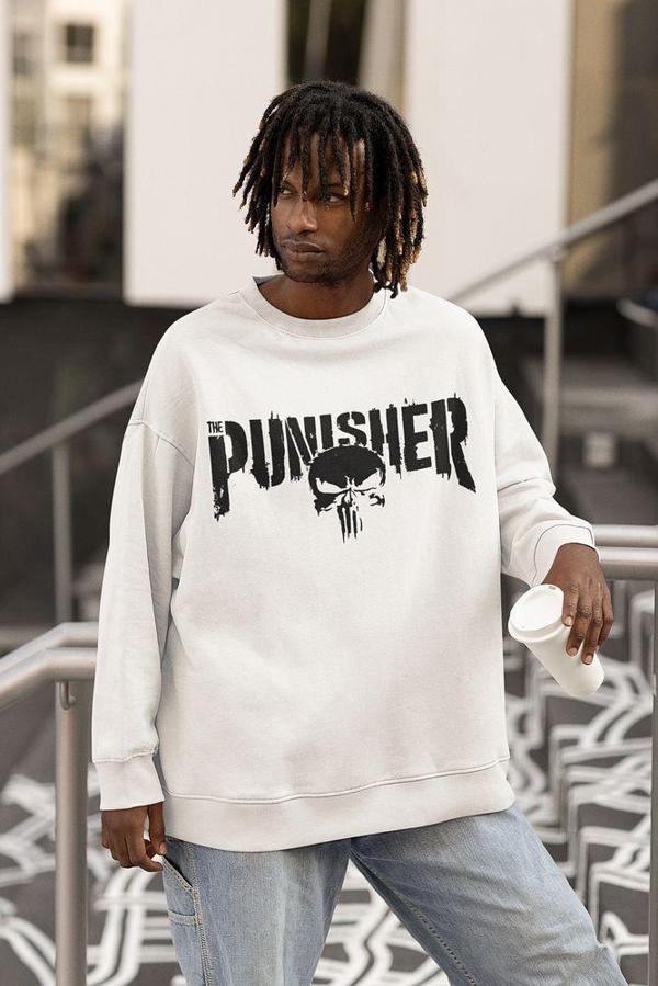 Punisher Yazılı Unisex Oversize Sweatshirt - Image 1