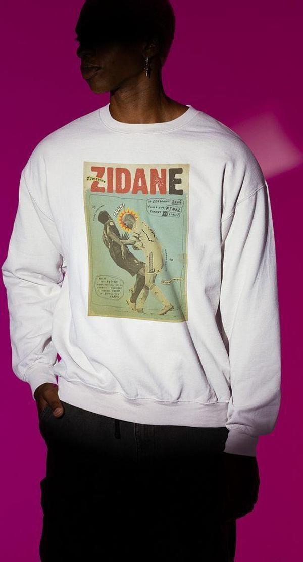 Futbolcu Zidan İkonik An Baskılı Unisex Oversize Sweatshirt - Image 1