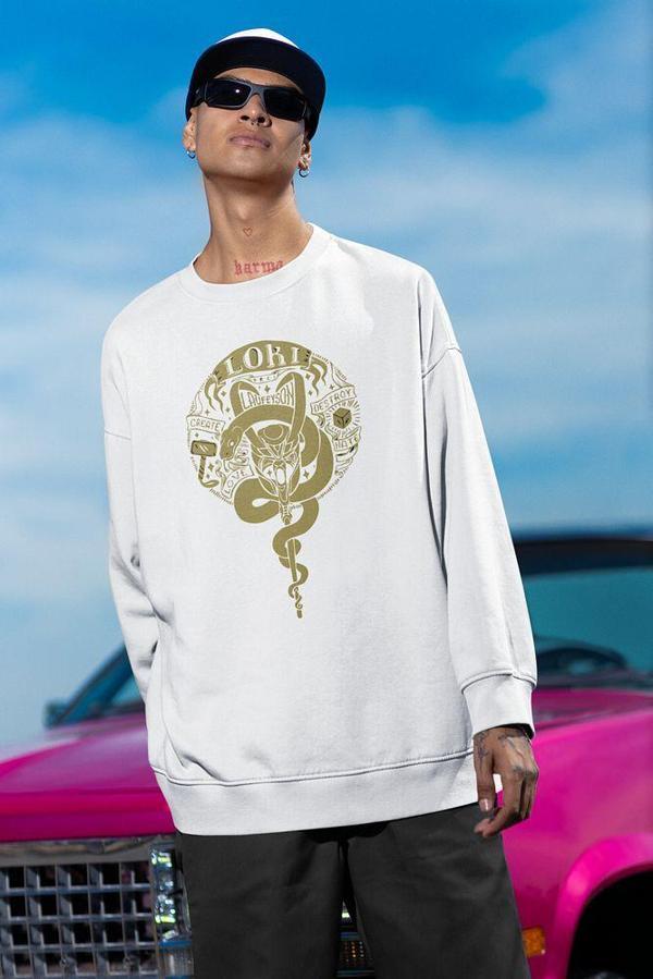 Avengers Loki Baskılı Unisex Oversize Yenilmezler Sweatshirt - Image 1