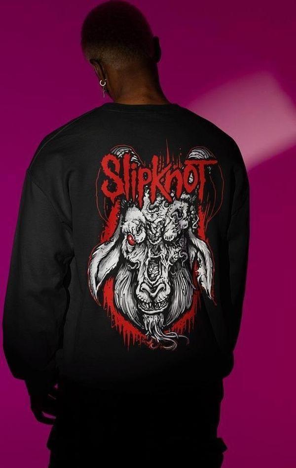 Slipknot Rock Metal Müzik Grubu Baskılı Unisex Oversize Sweatshirt - Image 1
