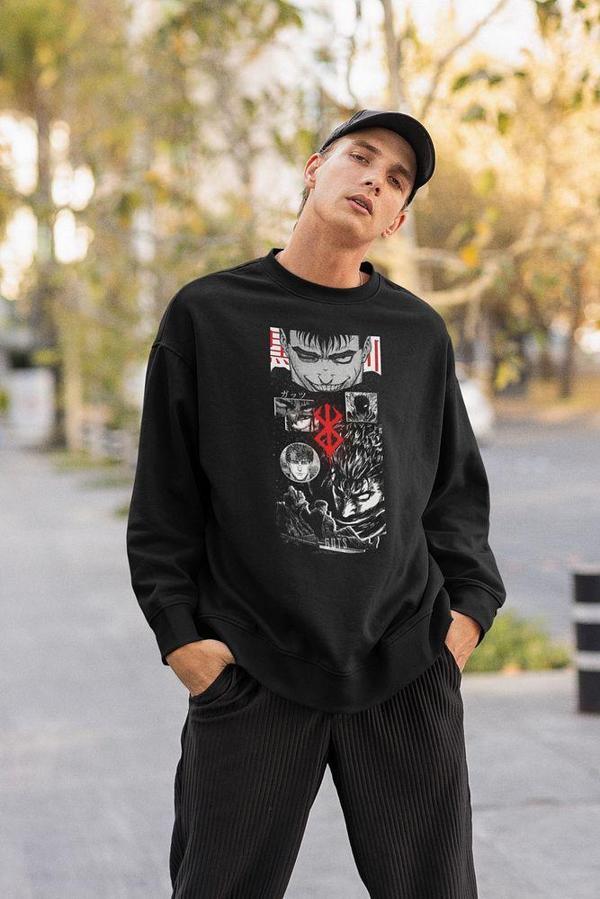 Anime Berserk Baskılı Unisex Oversize Sweatshirt - Image 1