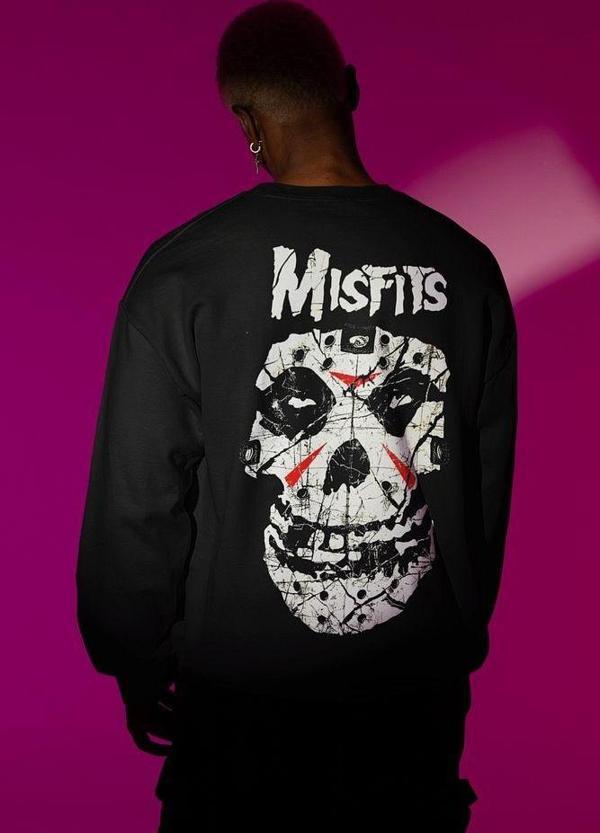 Müzik Grubu Baskılı Unisex Oversize Misfits Sweatshirt - Image 1