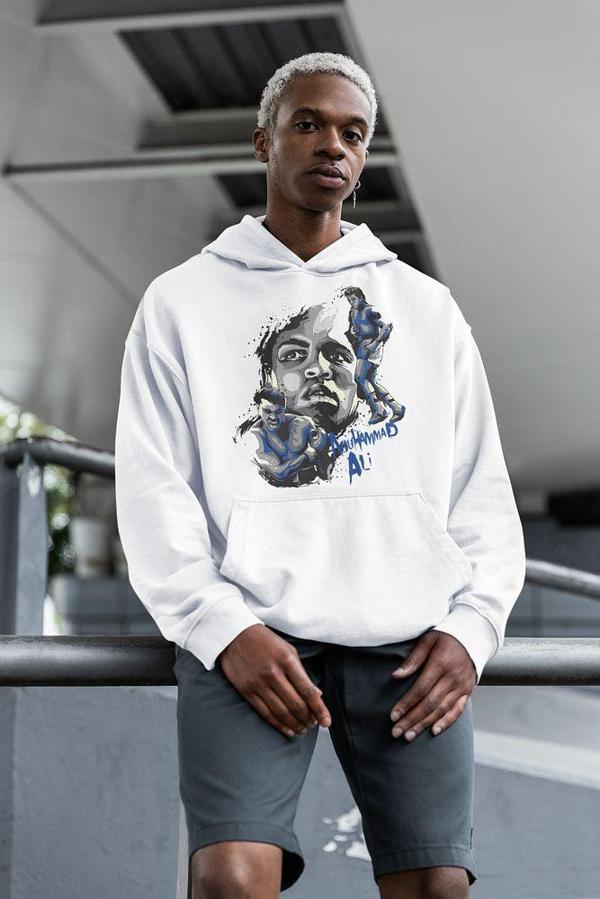 Muhaammed Alii Clay Baskılı Unisex Oversize Efsane Boksör Hoodie - Image 1