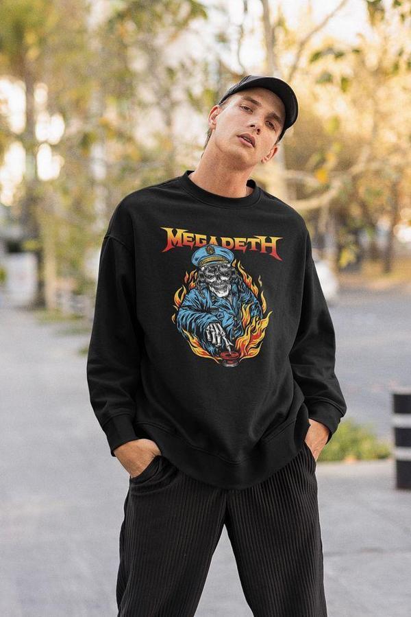 Megadeth Baskılı Unisex Oversize Rock Metal Müzik Grubu Sweatshirt - Image 1