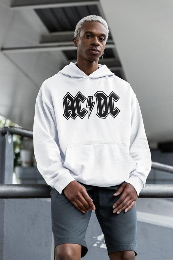 AC DC Yazılı Unisex Oversize Rock Metal Hoodie - Image 1