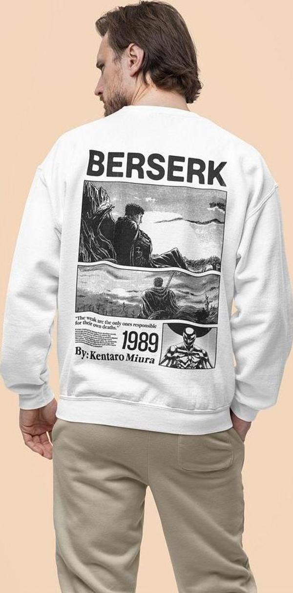 1989 Berserk Baskılı Unisex Oversize Anime Karakter Sweatshirt - Image 1