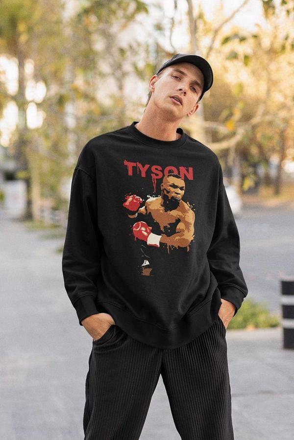 Miike Tyson Baskılı Unisex Oversize Efsane Boksör Sweatshirt - Image 1