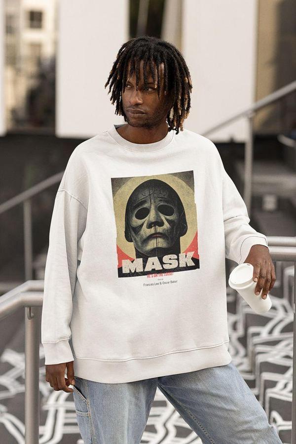 Tasarım Mask Yazılı Unisex Oversize Sweatshirt - Image 1