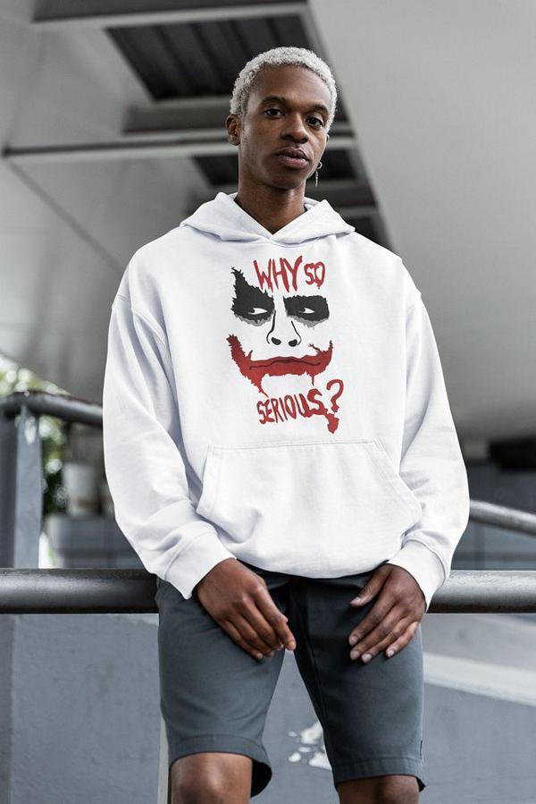 Why So Serious ? Yazılı Unisex Oversize Joker Hoodie - Image 1