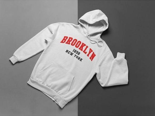 Brooklyn 1898 New York Yazılı Unisex Oversize Hoodie - Image 1