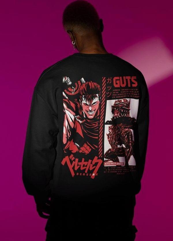 Berserk Guts Baskılı Unisex Oversize Anime Dizi Sweatshirt - Image 1