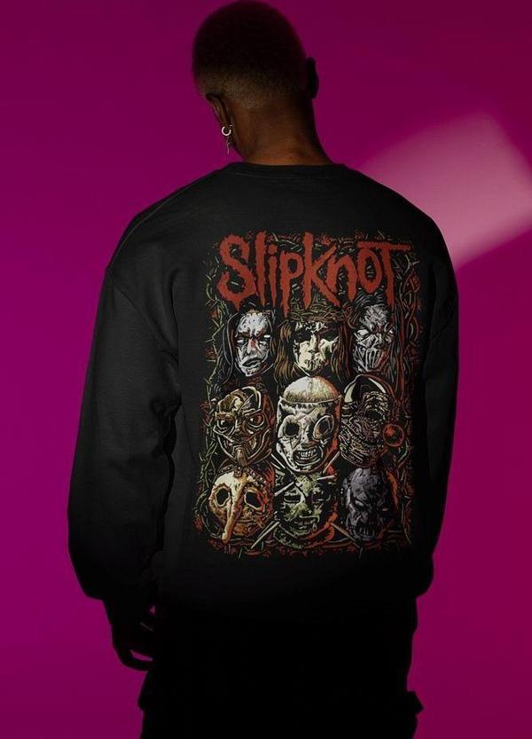 Slipknot Rock Metal Müzik Grubu Baskılı Unisex Oversize Sweatshirt - Image 1