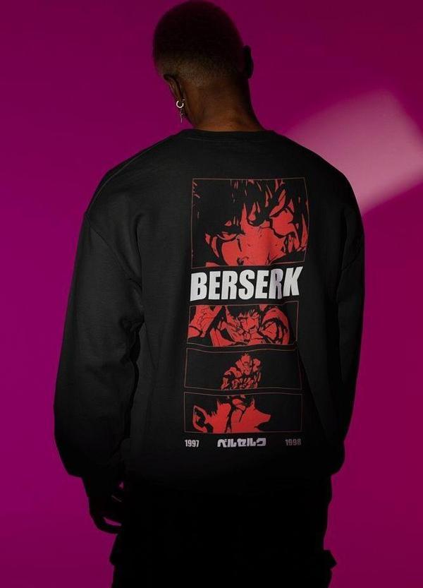 Berserk Anime Baskılı Unisex Oversize Sweatshirt - Image 1