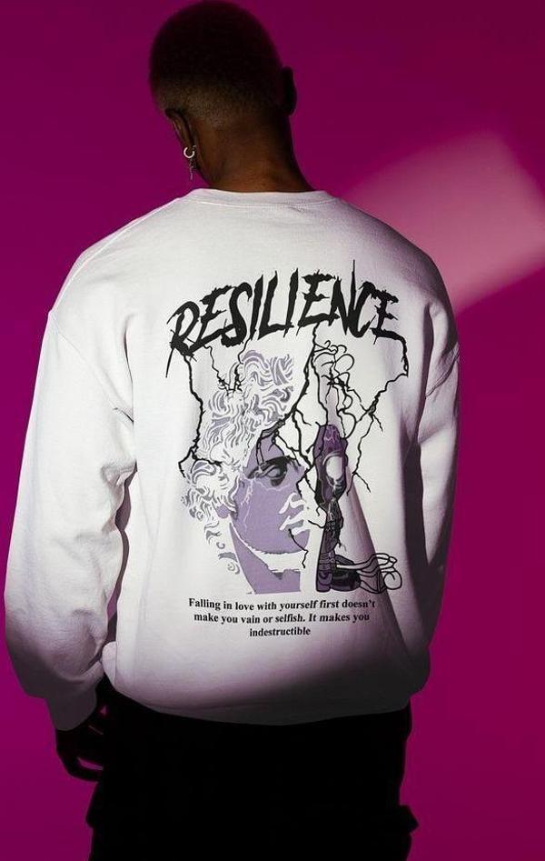 Resilience Yazılı Unisex Oversize Tasarım Sweatshirt - Image 1