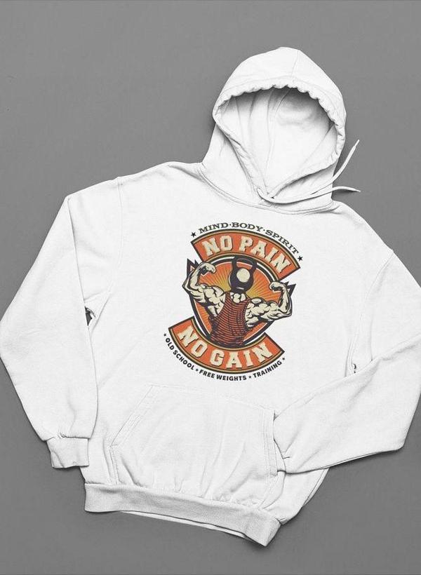 No Pain No Gain Baskılı Unisex Oversize Fitness Gym Hoodie - Image 1