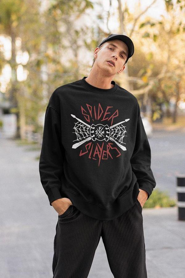Spider Slayers Baskılı Unisex Oversize Örümcek Sweatshirt - Image 1